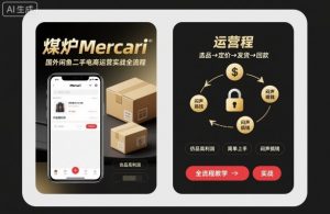 煤炉Mercari国外闲鱼二手电商运营实战全流程，仿品高利润，简单上手，闷声搞钱-沐风资源库