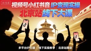 视频号小红书抖音IP变现实操北京站线下大课，40+行业短视频高变现姿势，100+IP高变现实操技术-沐风资源库