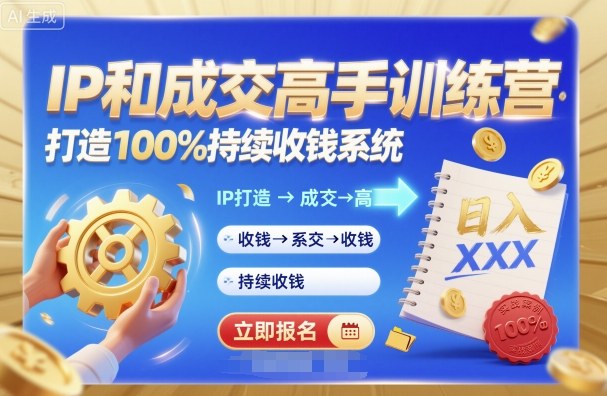 带你成为IP和成交高手的训练营，打造100%持续收钱系统-沐风资源库