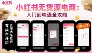 小红书无货源电商，入门到精通，开店+选品+笔记+剪辑+赛道+内容-沐风资源库