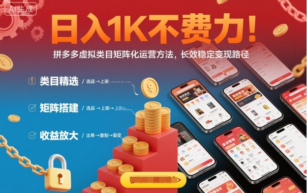 日入1K不费力！拼多多虚拟类目矩阵化运营方法，长效稳定变现路径-沐风资源库
