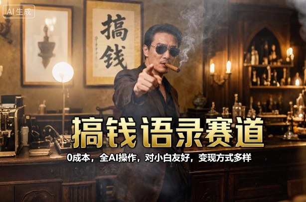 搞钱语录赛道，0成本，全AI操作，对小白友好，变现方式多样-沐风资源库