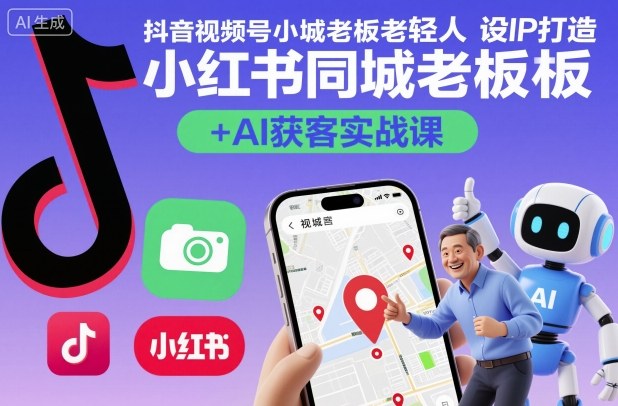 抖音视频号小红书同城老板轻人设IP打造+AI获客实战课，人设打造-算法拆解-拍摄剪辑-内容运营-AI创作-沐风资源库