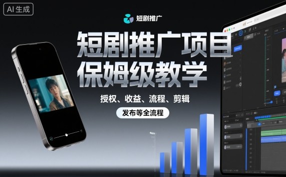 短剧推广项目保姆级教学，授权、收益、流程、剪辑，发布等全流程-沐风资源库