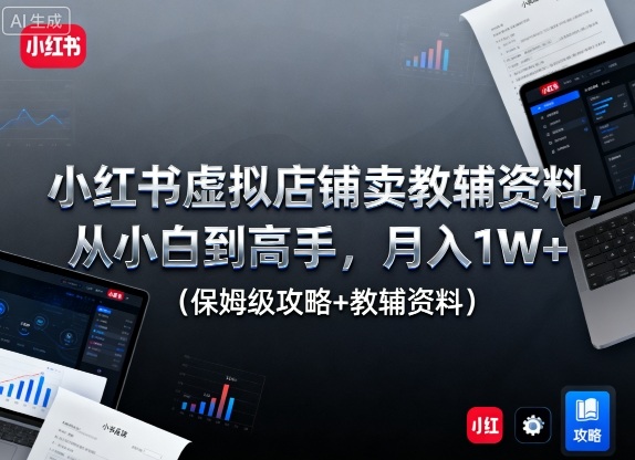 小红书虚拟店铺卖教辅资料，从小白到高手，月入1W+（保姆级攻略+教辅资料）-沐风资源库