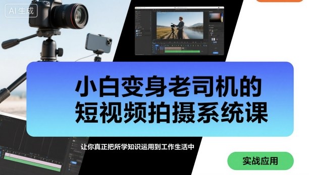 小白变身老司机的短视频拍摄系统课，让你真正把所学知识运用到工作生活中-沐风资源库