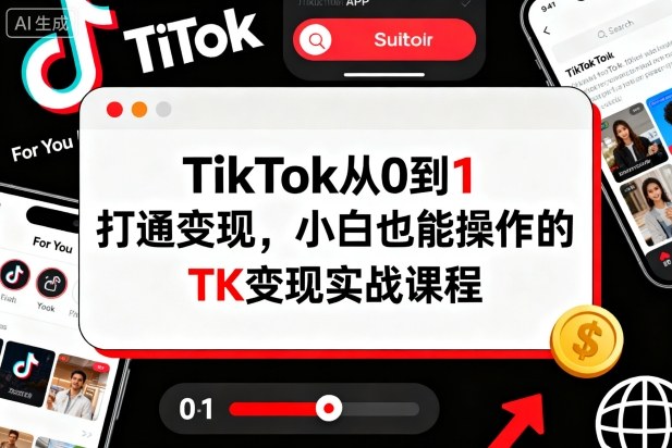 TikTok从0到1打通变现，小白也能操作的TK变现实战课程-沐风资源库