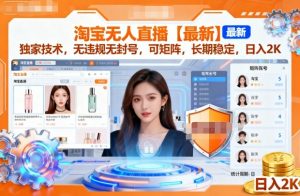 淘宝无人直播【最新】，独家技术，无违规无封号，可矩阵，长期稳定，日入2K【揭秘】-沐风资源库