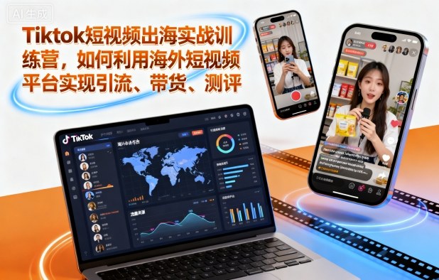 Tiktok短视频出海实战训练营，如何利用海外短视频平台实现引流、带货、测评-沐风资源库
