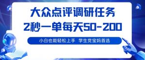 大众点评调研，电脑任务，2秒一单每天50-2张，学生党宝妈首选【揭秘】-沐风资源库