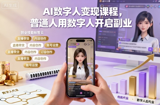 AI数字人变现课程，普通人用数字人开启副业-沐风资源库