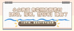 小众赛道售卖朋友圈素材【教培，服装，营销等】賺麻了，小白可做，甚至当天有可能出单-沐风资源库