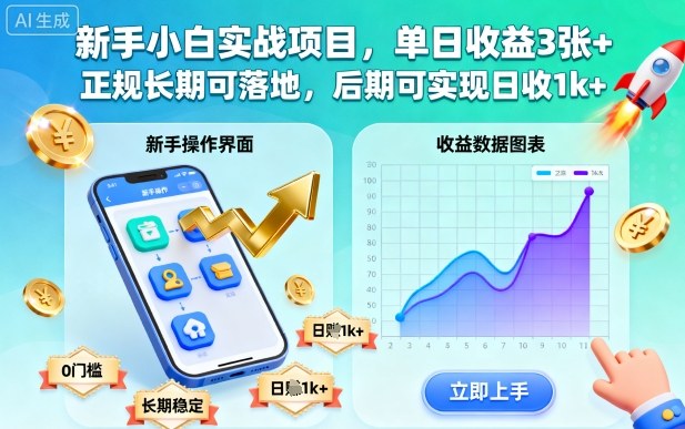 新手小白实战项目，单日收益3张+，正规长期可落地，后期可实现日收1k+【揭秘】-沐风资源库
