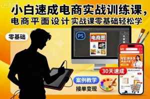 小白速成电商实战训练课，电商平面设计实战课零基础轻松学-沐风资源库