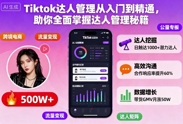 Tiktok达人管理从入门到精通，助你全面掌握达人管理秘籍-沐风资源库
