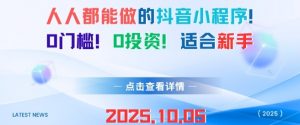 人人都能做的抖音小程序，0门槛0成本，适合新手-沐风资源库