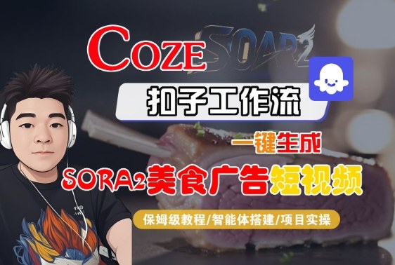 Coze扣子智能体工作流一键生成“SORA2美食广告“短视频，全流程保姆级教学-沐风资源库