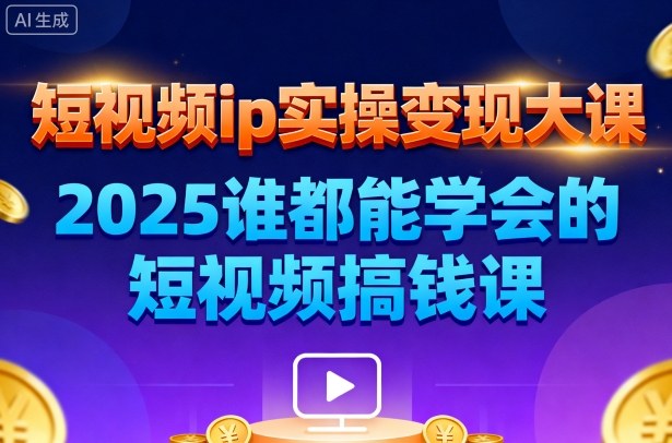 短视频ip实操变现大课，7月26-27日广州站线下课，2025谁都能学会的短视频搞钱课-沐风资源库