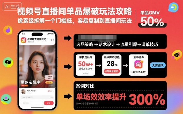 视频号直播间单品爆破玩法攻略，像素级拆解一个门槛低，容易复制到直播间玩法-沐风资源库