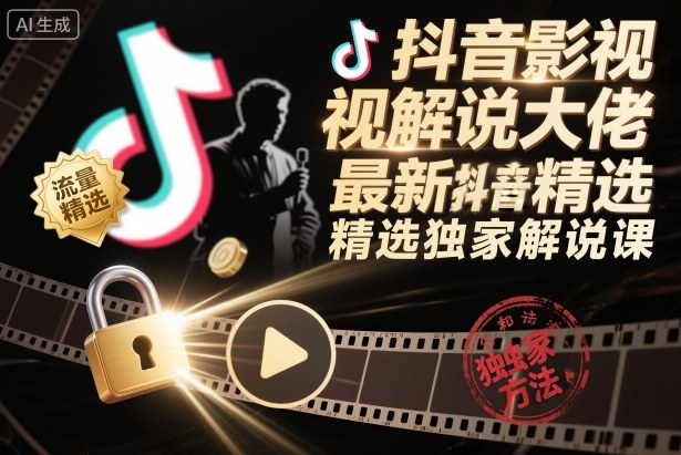 抖音影视解说大佬最新抖音进精选和独家方法，精选独家解说课-沐风资源库