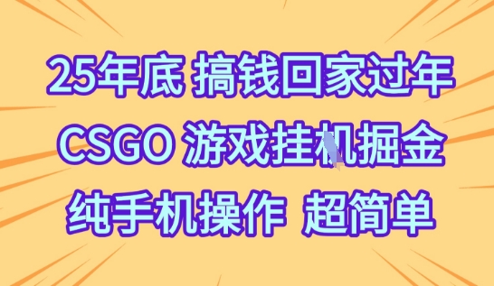 25年底搞钱回家过年，CSGO游戏挂G掘金，纯手机操作超简单【揭秘】-沐风资源库