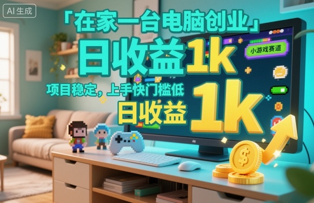 在家一台电脑创业，小游戏赛道，项目稳定，上手快门槛低，日收益1k+【揭秘】-沐风资源库