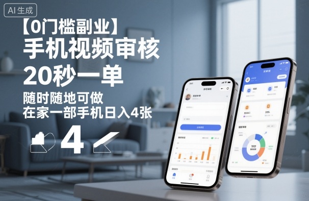 【0门槛副业】手机视频审核，20秒一单，随时随地可做，在家一部手机日入4张【揭秘】-沐风资源库