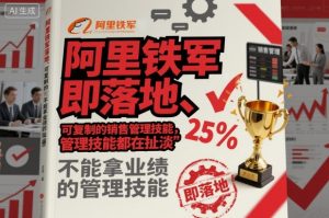 阿里铁军即落地、可复制的销售管理技能，不能拿业绩的管理技能都在扯淡-沐风资源库
