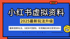小红书虚拟资料项目：最新搜索流变现玩法，0成本简单可复制，一人多店打法，新手也可轻松日入5张+-沐风资源库