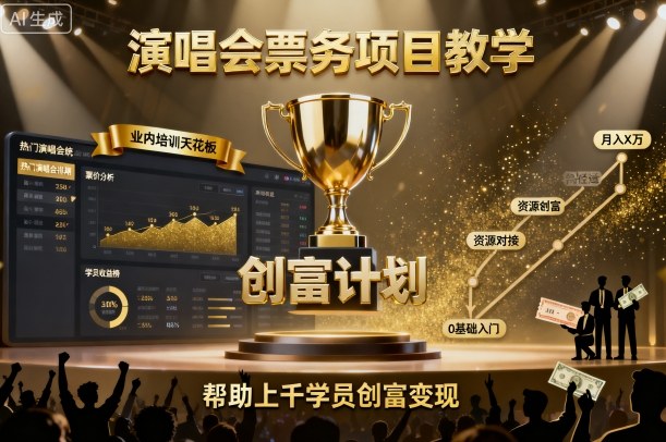 演唱会票务项目教学，业内培训天花板，帮助上千学员创富变现-沐风资源库