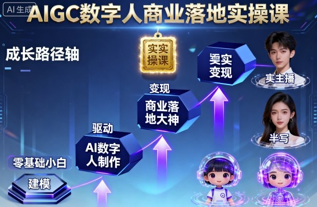 AIGC数字人商业落地实操课，从零基础小白到AI数字人大神-沐风资源库