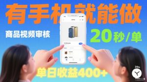 20秒做一单！商品视频审核项目，有手机就可以做，随时随地不限地方不限时间，单日收益4张【揭秘】-沐风资源库