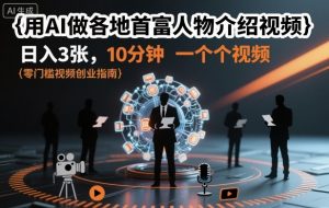 用AI做各地首富人物介绍视频，日入3张，10分钟一个视频-沐风资源库