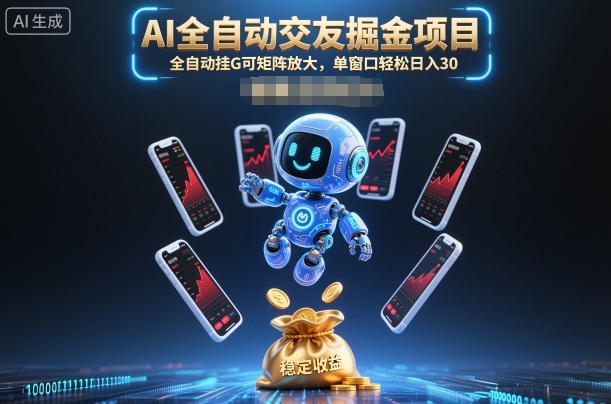 AI全自动交友掘金项目，全自动挂G可矩阵放大，单窗口轻松日入30+【揭秘】-沐风资源库