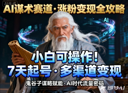 AI谋术赛道，涨粉快速，变现方式多样，小白可操作-沐风资源库