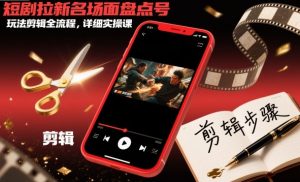 短剧拉新名场面盘点号玩法剪辑全流程，详细实操课-沐风资源库