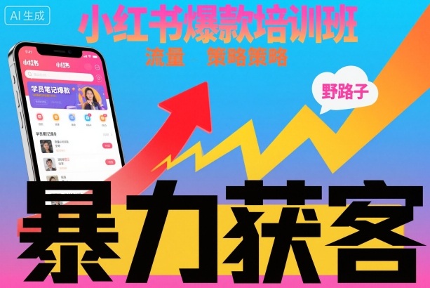 小红书爆款培训班，小红书获客野路子流量打法，暴力持续获客-沐风资源库