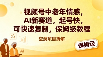 视频号中老年情感,AI新赛道，起号快，可快速复制，保姆级教程-沐风资源库