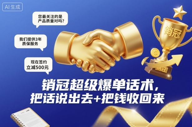 销冠超级爆单话术，把话说出去+把钱收回来-沐风资源库