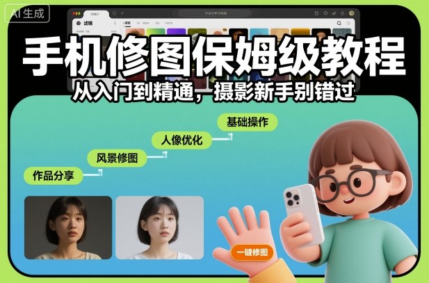 手机修图保姆级教程，从入门到精通，摄影新手别错过-沐风资源库