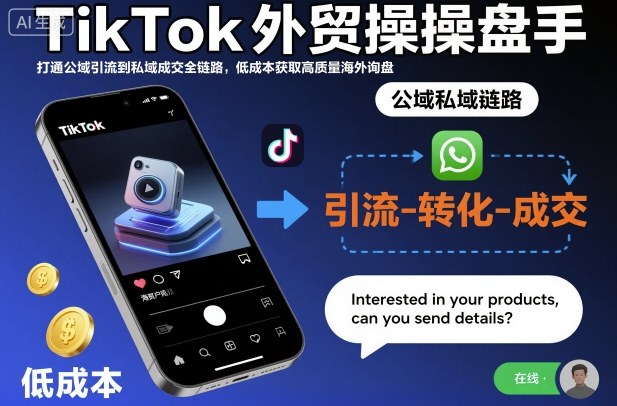 TikTok外贸操盘手，打通公域引流到私域成交全链路，低成本获取高质量海外询盘-沐风资源库