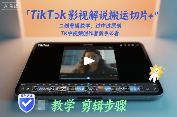 TikTok影视解说搬运切片+二创剪辑教学，过中过原创，TK中视频创作者新手必看-沐风资源库