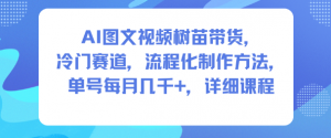 AI图文视频树苗带货，冷门赛道，流程化制作方法，单号每月几K，详细课程-沐风资源库