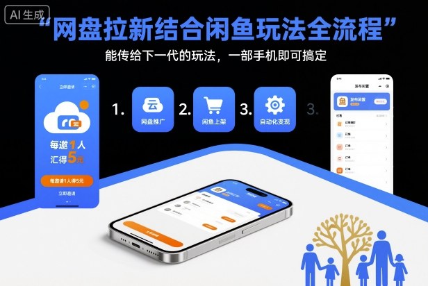 网盘拉新结合闲鱼玩法全流程，能传给下一代的玩法，一部手机即可搞定（附入口渠道以及实操教程）-沐风资源库