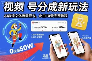 视频号分成新玩法，AI非遗文化流量巨大，小白10分钟搞定，完整教程-沐风资源库