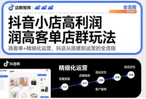 抖音小店高利润高客单店群玩法，高客单+精细化运营，抖店从搭建到运营的全流程-沐风资源库