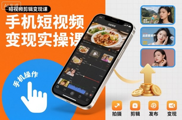 手机短视频变现实操课，短视频剪辑变现课-沐风资源库