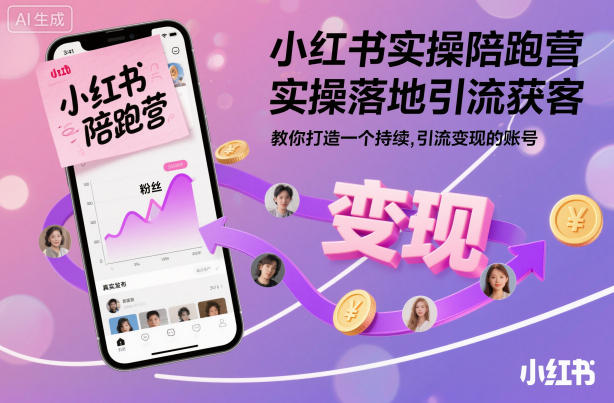 小红书实操陪跑营，实操落地引流获客，教你打造一个持续引流变现的账号-沐风资源库