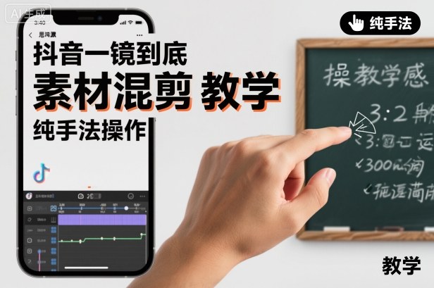 抖音一镜到底素材混剪教学，纯手法操作-沐风资源库