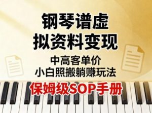 小红书钢琴谱虚拟资料变现，中高客单价，小白照搬的“躺賺”玩法【保姆级SOP手册】-沐风资源库